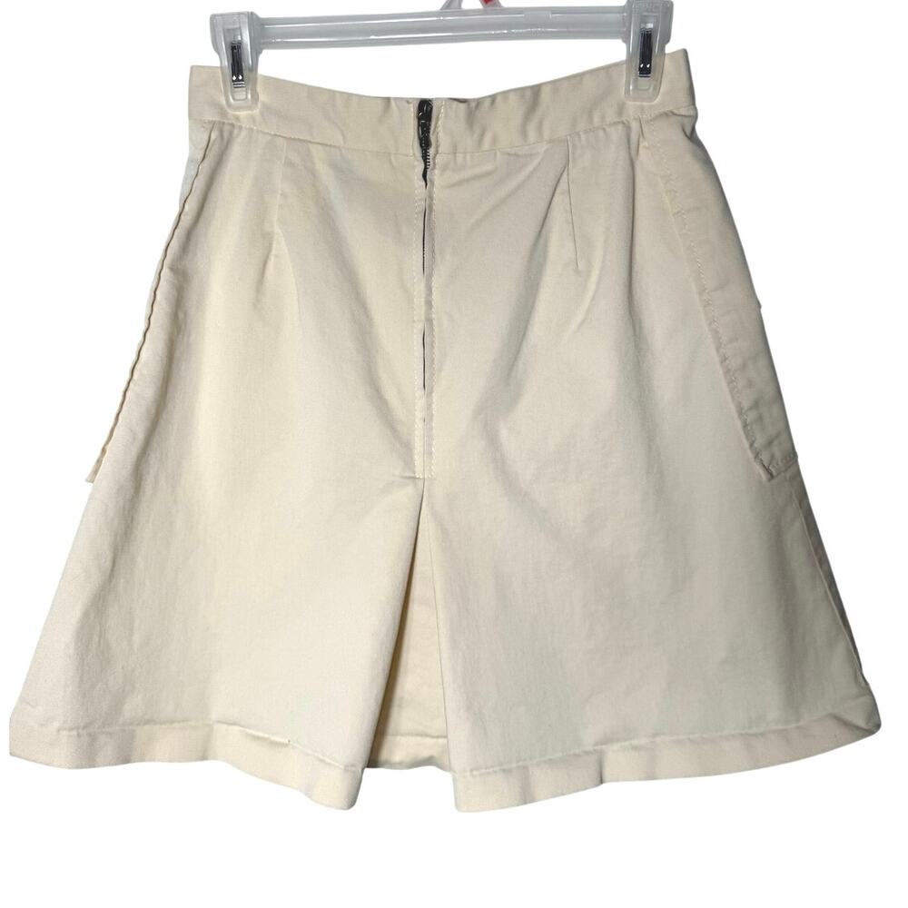 Vintage Missoni 6 Logo Button Cream Center Pleat Minimalist Skirt Made in Italy - Picture 4 of 9